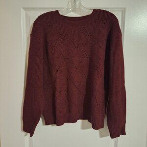 TEMU Pointelle Knit Crew Sweater